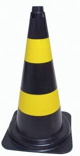 Cone de Sinalização PVC 75cm Amarelo/Preto