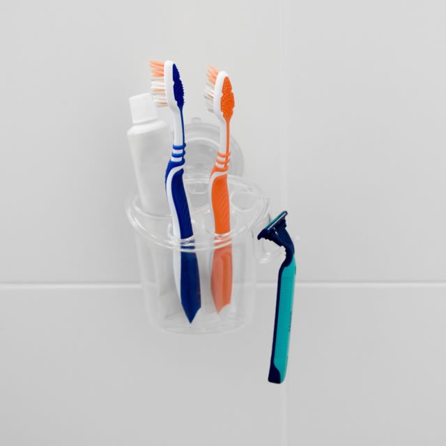 Porta Escova com Ventosa Astra Transparente