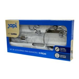 Kit para Banheiro 5 peças ABS Cromado Japi Modelo Samba